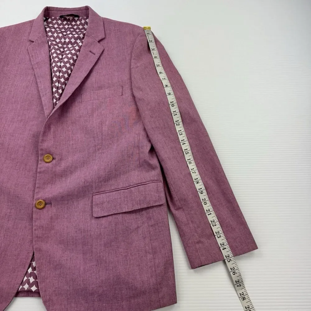 Linea Uomo 44R Dusty Pink Linen Blend Sport Coat Blazer Casual Jacket 44 Regular